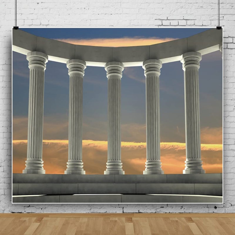 OFILA Greek Columns Backdrop 10x8ft Greek Toga Party Decoration Ancient Greek Theme Party Backdrops Birthday Pictures Background Greek Roman Themed Photography Backdrop - Image 4